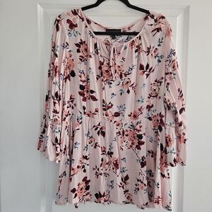 Lane Bryant Blush Pink Floral Peasant Tunic
